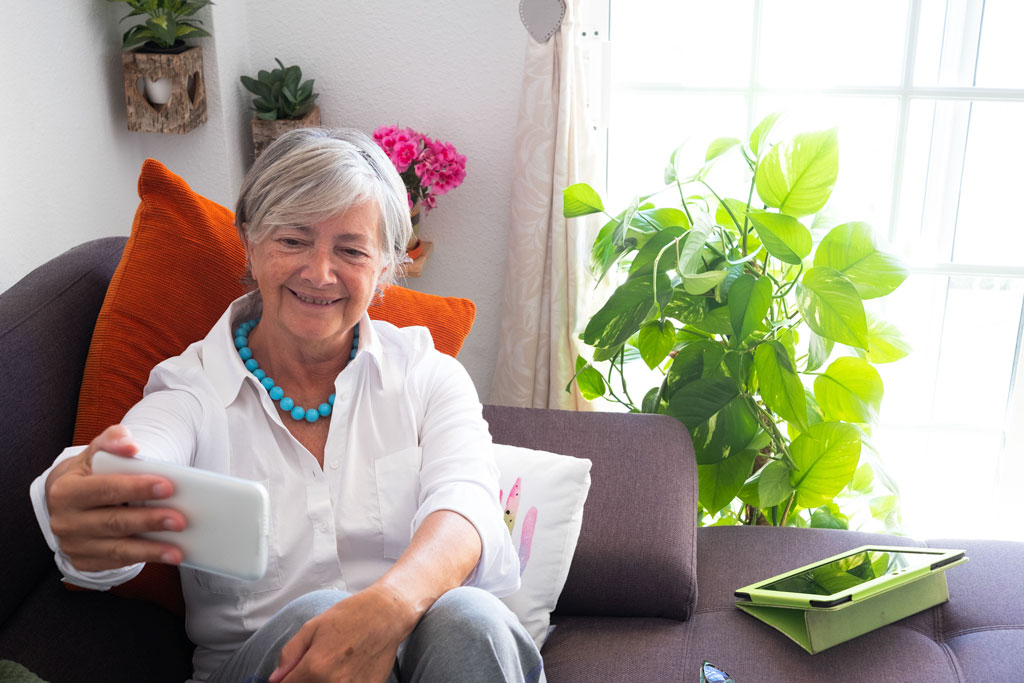 Senior lady on phone